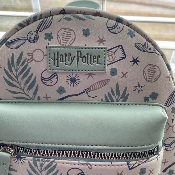 New Bioworld Harry Potter Symbols Mint Green and Ivory Mini Backpack - Picture 4 of 8